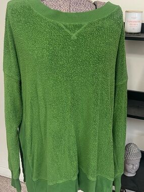 aerie Green Plush Crewneck Sweatshirt